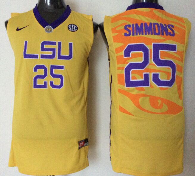 NCAA Men LSU Tigers 25 simmons yellow